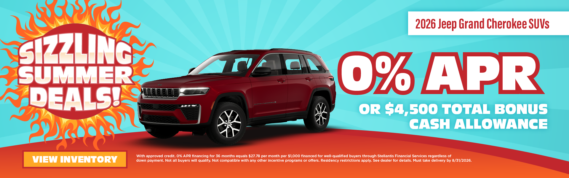 2026 Jeep Grand Cherokee SUVs 0% APR or $4,500 Total Bonus C