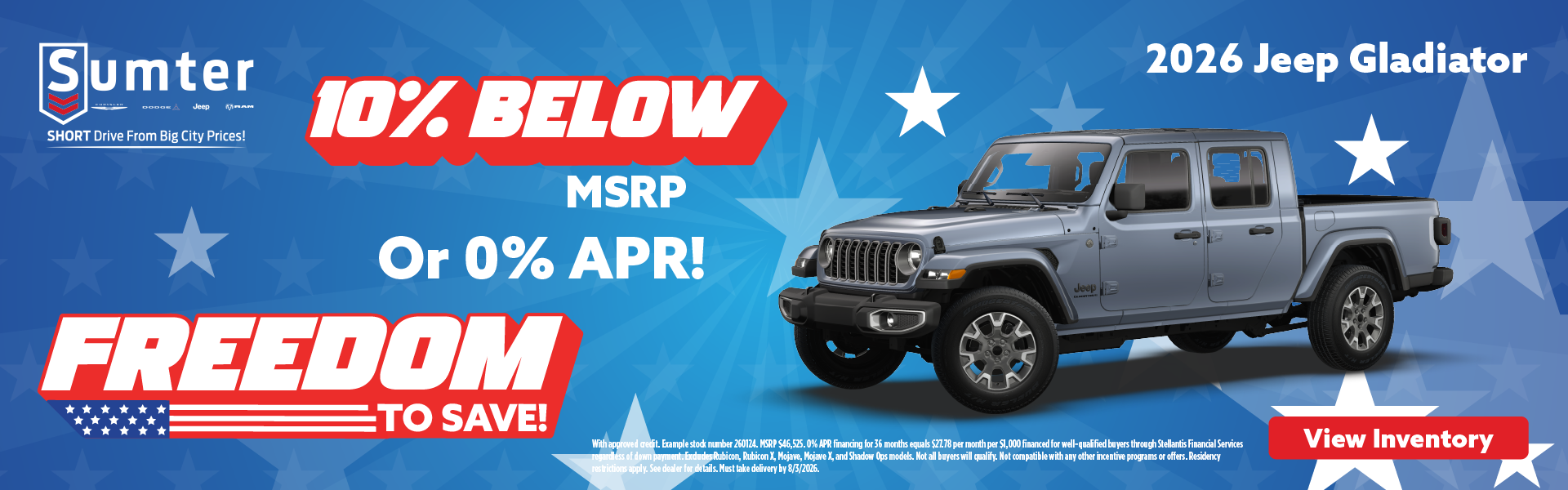 2026 Jeep Gladiator 10% Below MSRP