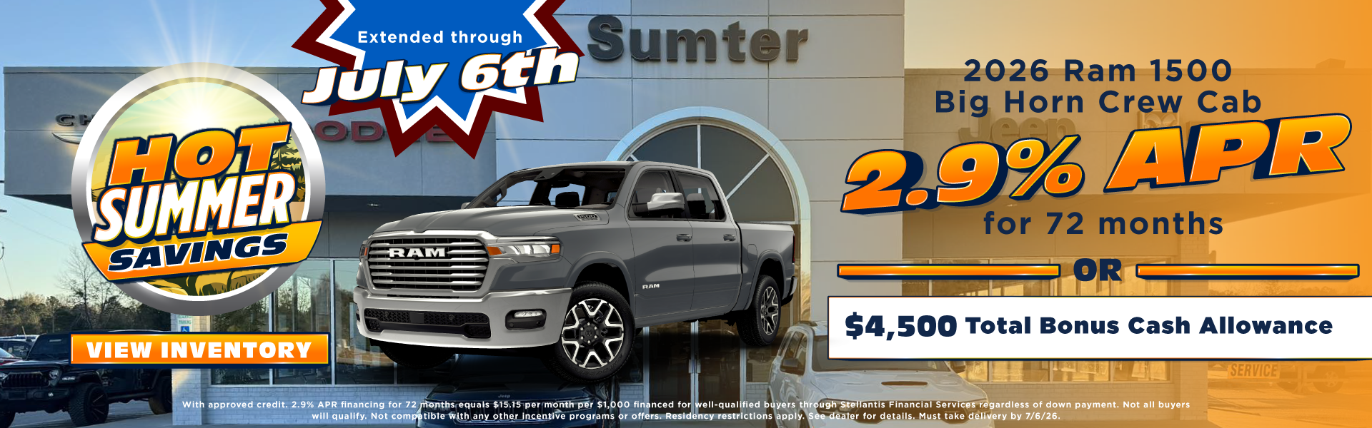 2026 Ram 1500 Big Horn Crew Cab 2.9% APR for 72 months