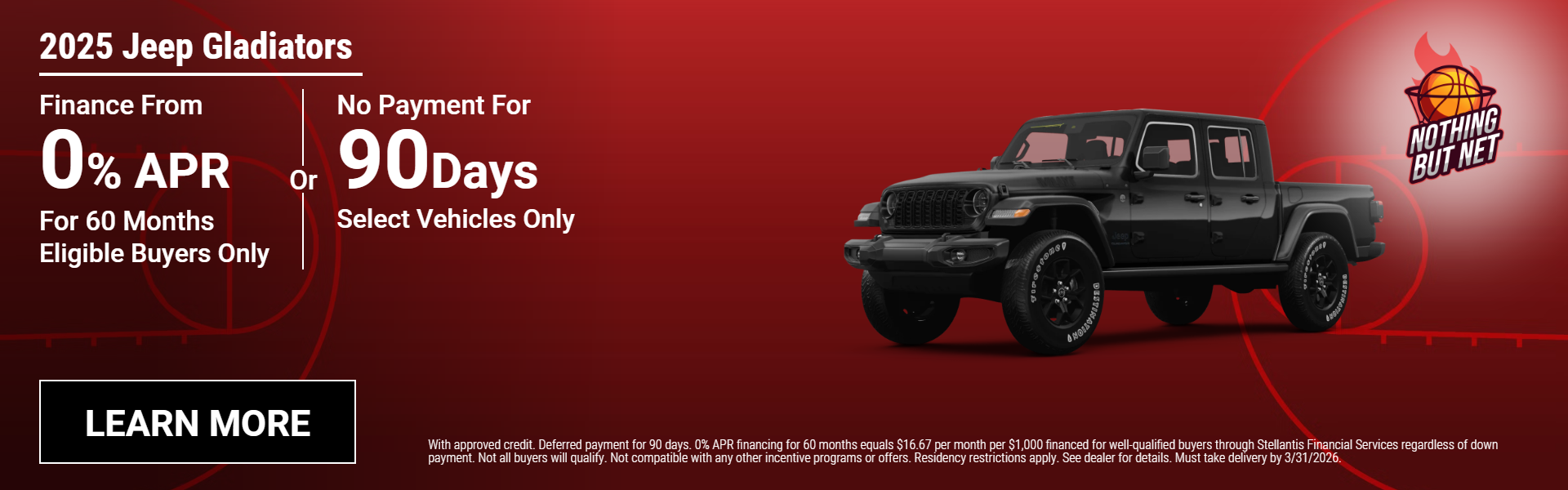 2025 Jeep Gladiators 0% APR for 60 months