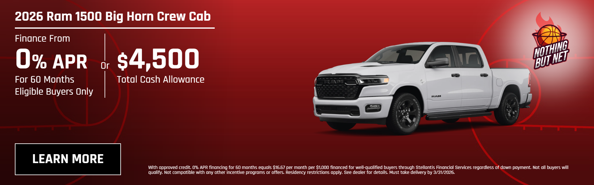 2026 Ram 1500 Big Horn Crew Cab 0% APR for 60 months!