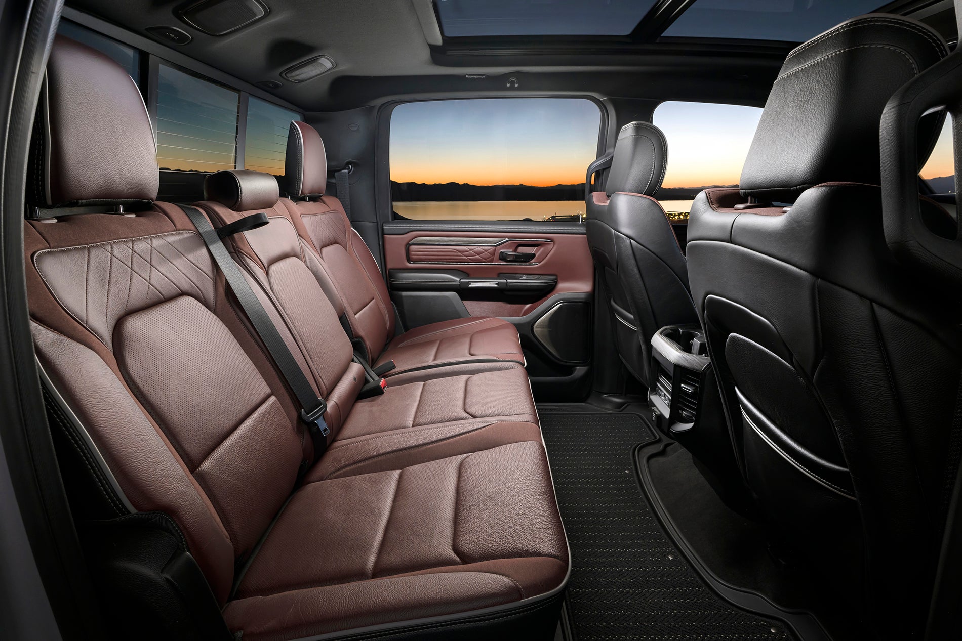 2026 Ram 1500 interior with leather-trimmed seating at Sumter CDJR